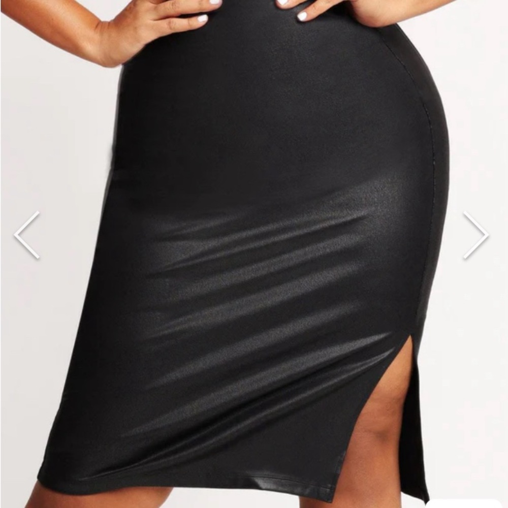 Popilush faux leather midi skirt L NWT